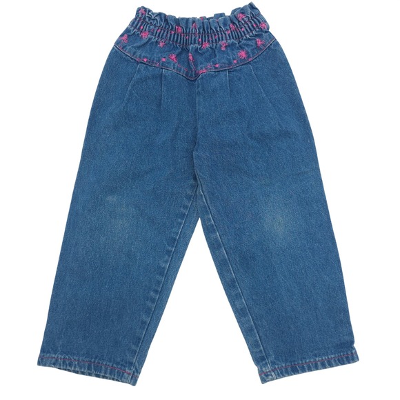 The Unbranded Brand Other - Vintage Toddler Girl  Embroidered Paperbag Waist Denim Jeans Kids Size 3T